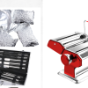Commercial Grade Vacuum Sealer, Stainless BBQ Tool Set, and Stainless Pasta Making Machine.