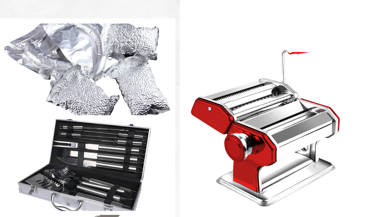 Commercial Grade Vacuum Sealer, Stainless BBQ Tool Set, and Stainless Pasta Making Machine.