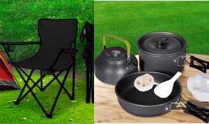 Camping Cookware Set and Folding Chairs
